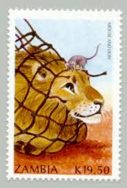 timbre Zambie : le lion et le rat